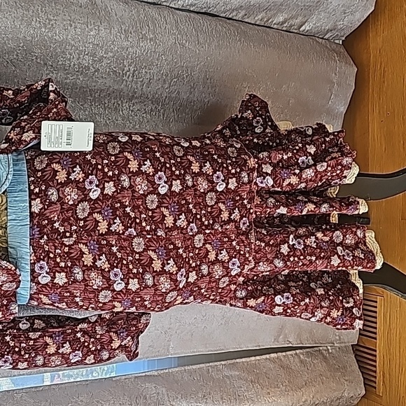 NWT VINTAGE Free People Corduroy Floral Jacket and Ruffle Skirt Set Size 0/2 - Picture 3 of 8